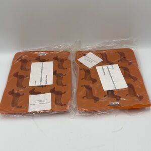 Lot of 2 Silicone Dachshund Dog Ice Cube Trays Candy Mold Treat - New Weiner Dog